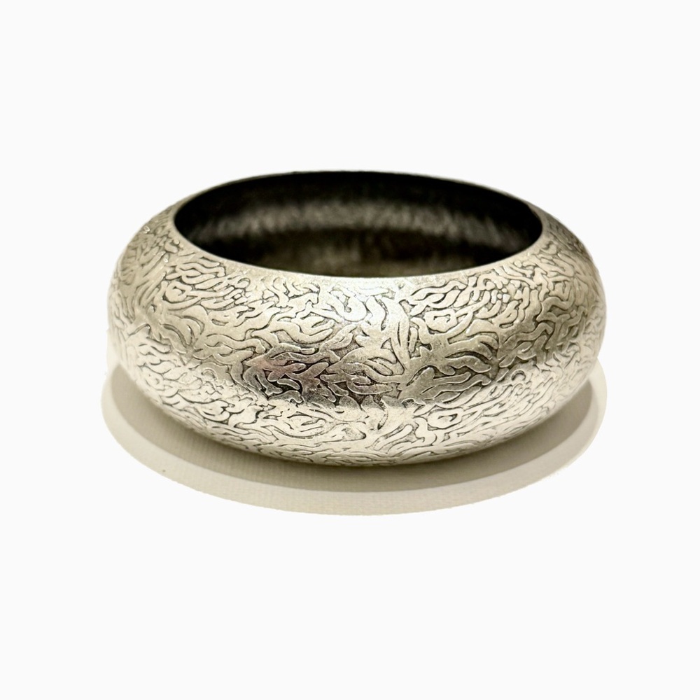 Chico's Etched Silver-Tone Dome Bangle Bracelet